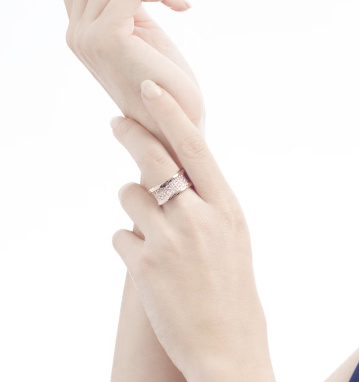 [AuraEcho Jewelry]ZERO 1 WITH PAVED DIAMONDS ON THE SPIRAL RING