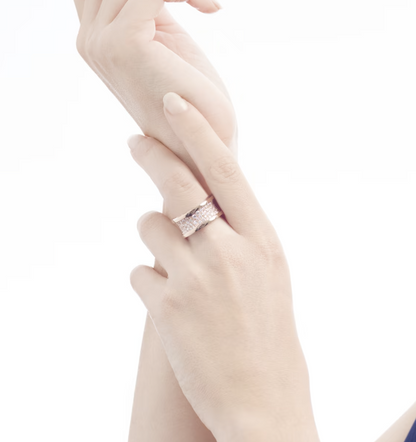 [AuraEcho Jewelry]ZERO 1 WITH PAVED DIAMONDS ON THE SPIRAL RING