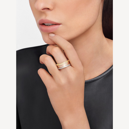 [AuraEcho Jewelry]ZERO 1 THREE-BAND ROSE WHITE AND YELLOW RING