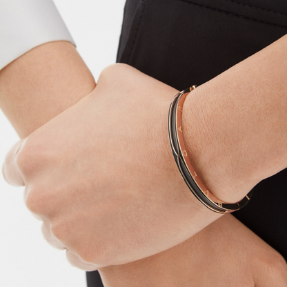 [AuraEcho Jewelry]ZERO 1 PINK GOLD WITH MATTE BLACK CERAMIC BRACELET