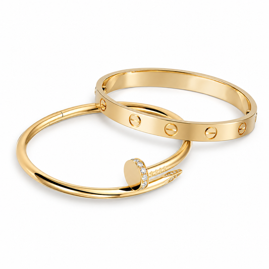 [AuraEcho] LOVE Classic & JUSTE Diamond Bracelet Stack Set