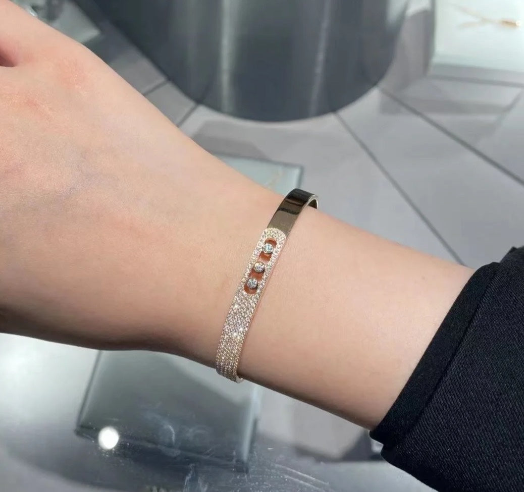 [AuraEcho]Move Noa Rose Gold Pavé Diamond Bangle Bracelet