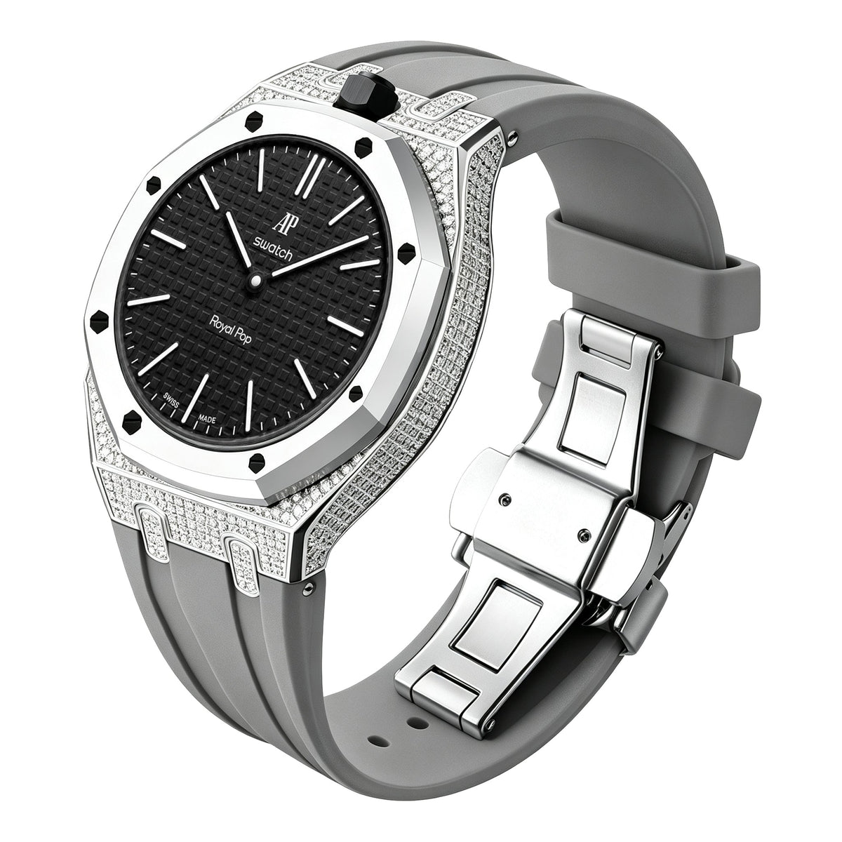 [AuraEcho] Royal Oak Pop Exclusive Steel Case With Diamond(Moissanite) & Silicone Strap