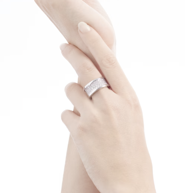 [AuraEcho Jewelry]ZERO 1 WITH PAVED DIAMONDS ON THE SPIRAL RING