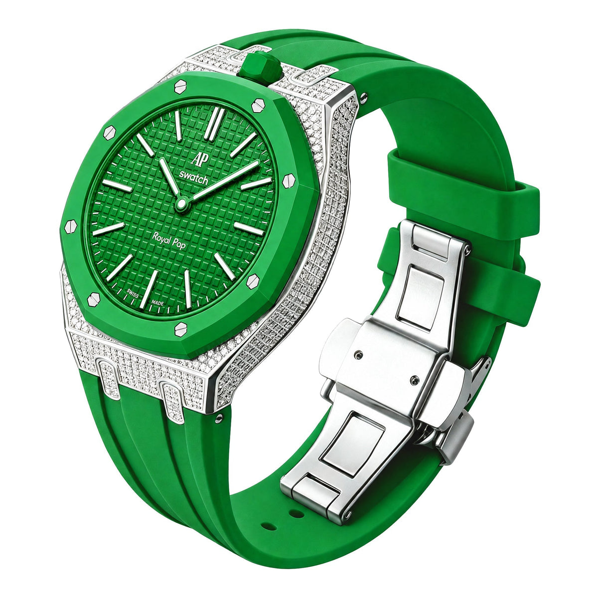 [AuraEcho] Royal Oak Pop Exclusive Steel Case With Diamond(Moissanite) & Silicone Strap
