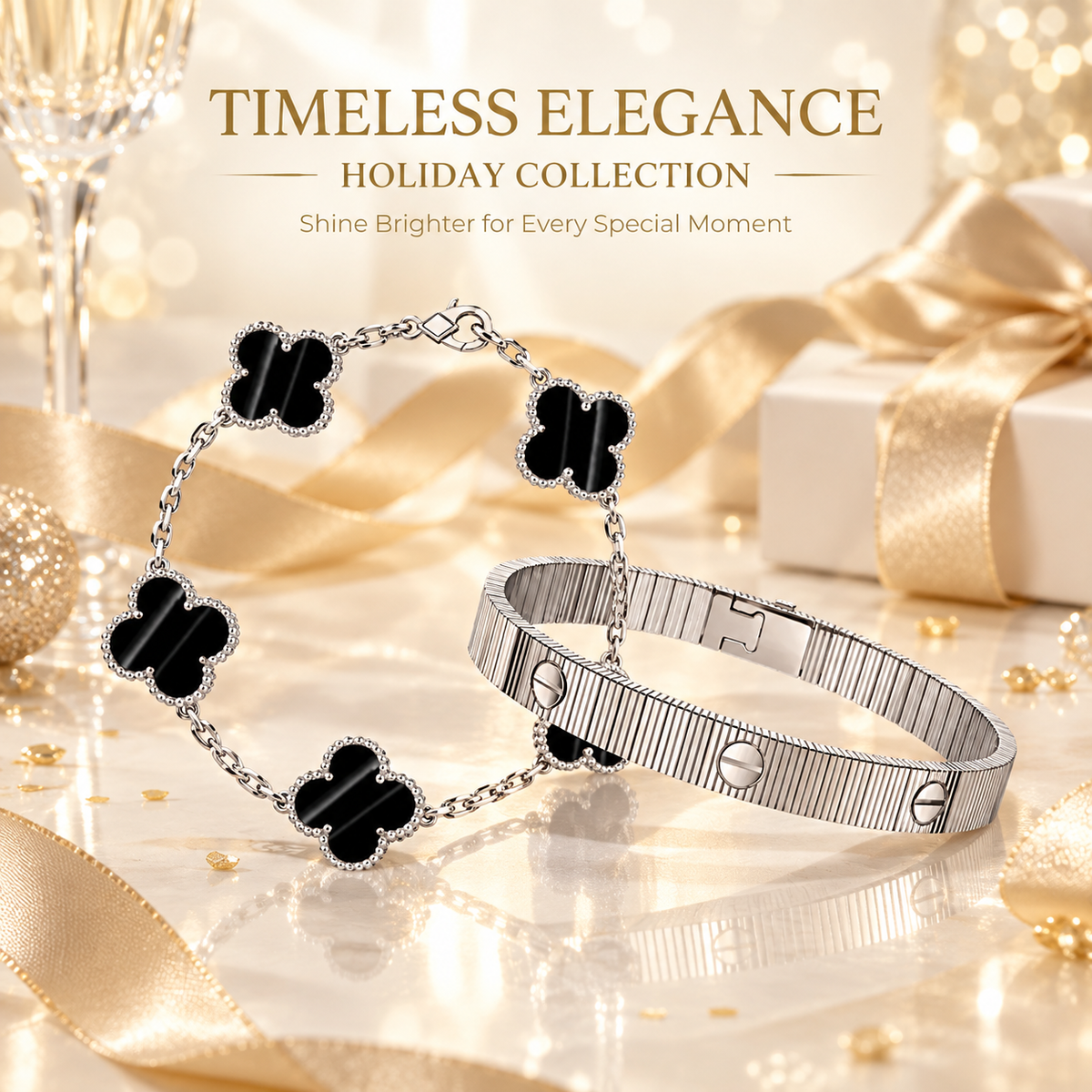 [AuraEcho] Clover 5-Motif & LOVE Unlimited Bracelet Set