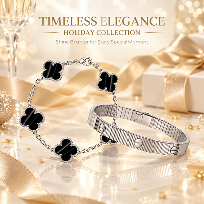 [AuraEcho] Clover 5-Motif & LOVE Unlimited Bracelet Set