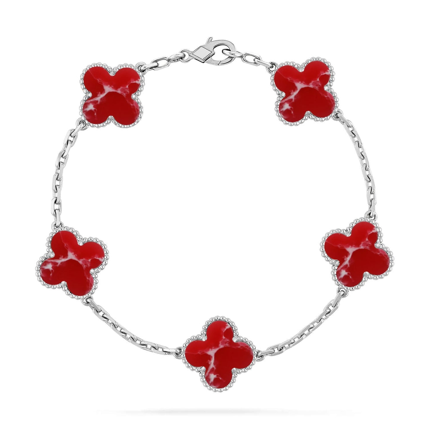 [Auraecho]CLOVER 5 MOTIF RED PATTERN BRACELET COLLECTION