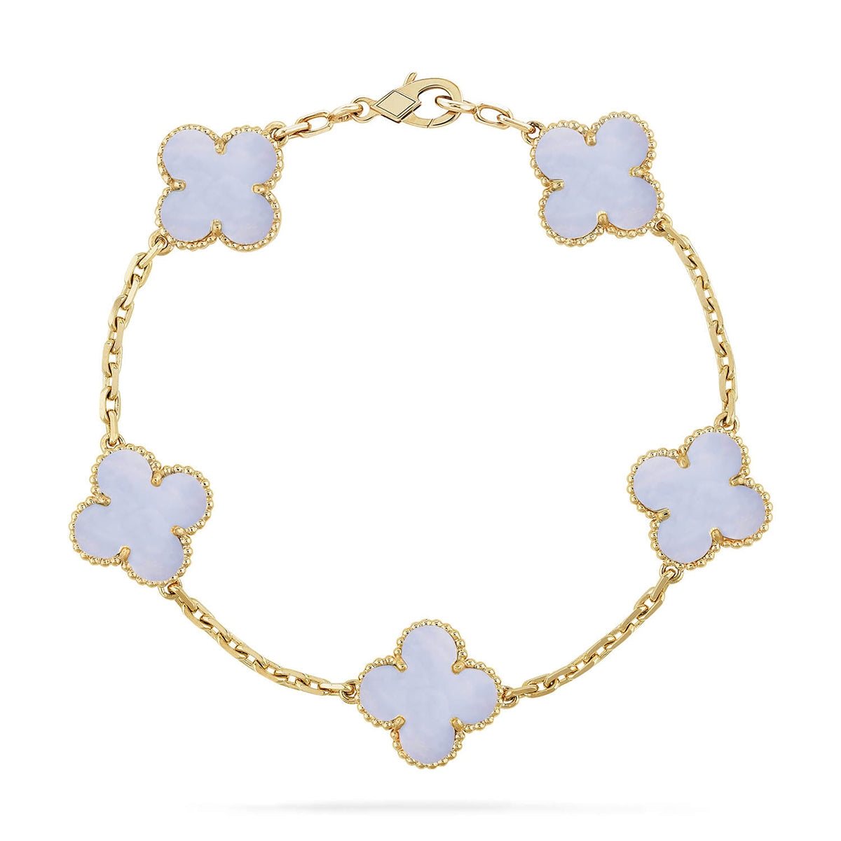 [Auraecho] CLOVER 5 MOTIF PURPLE CHALCEDONY BRACELET COLLECTION