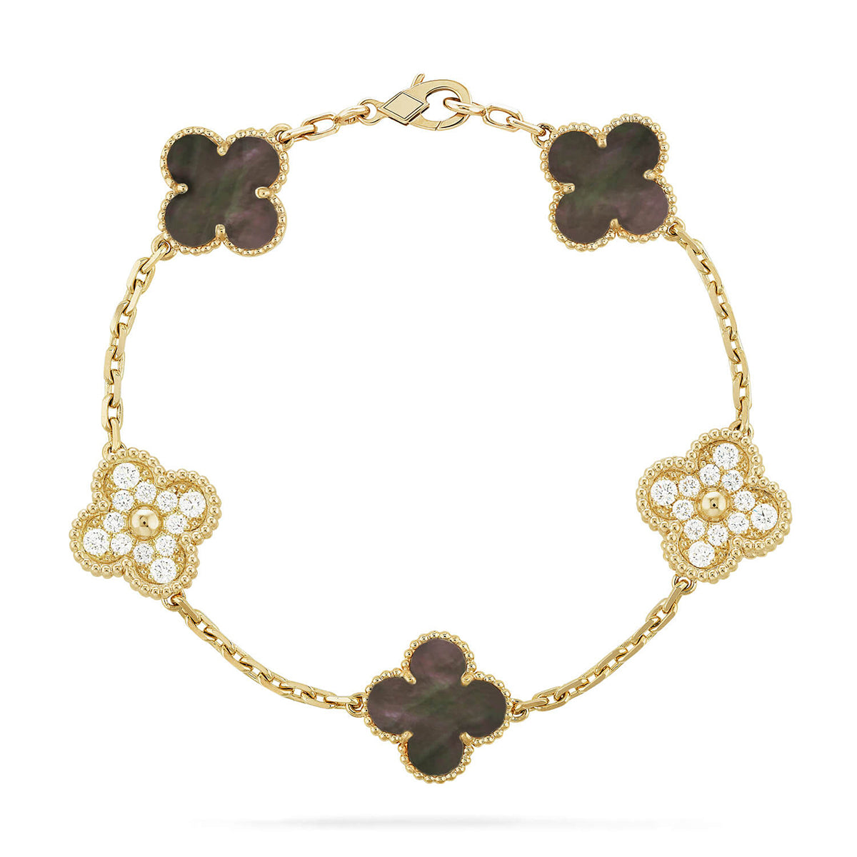 [Auraecho] CLOVER 5 MOTIF GRAY MOP BRACELET COLLECTION