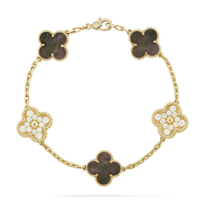 [Auraecho] CLOVER 5 MOTIF GRAY MOP BRACELET COLLECTION