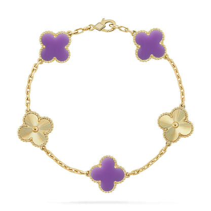 [Auraecho]CLOVER 5 MOTIF LIGHT PURPLE BRACELET COLLECTION