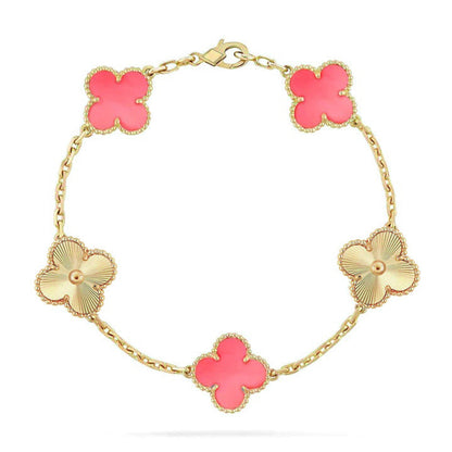 [Auraecho] CLOVER 5 MOTIFS  PINK MOP BRACELET COLLECTION