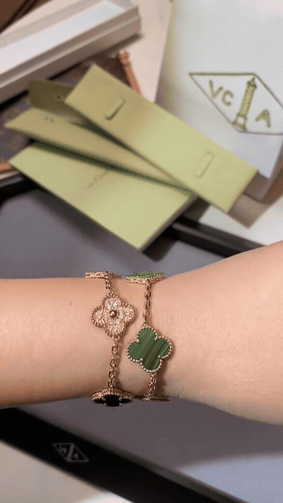 [AuraEcho]Clover 5-Motif Malachite & Pietersite Bracelet Stack Set