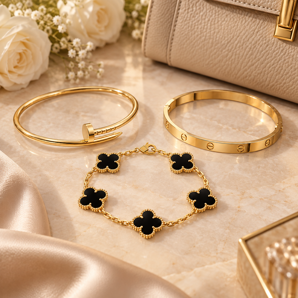 [AuraEcho]Clover & Juste & Lover  Bracelet Stack Set
