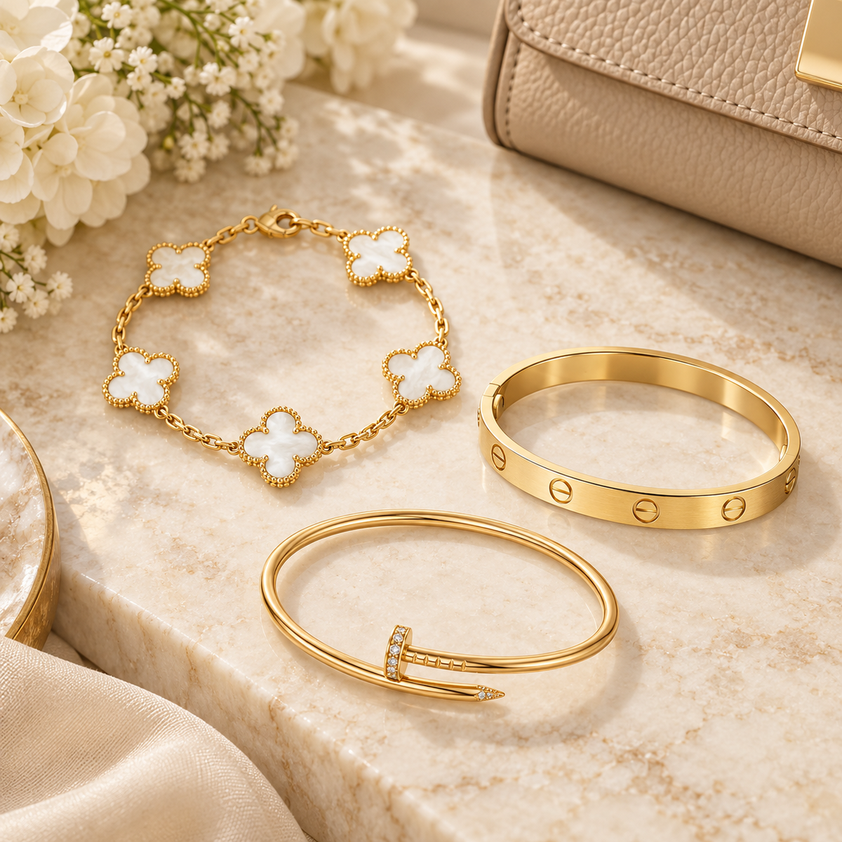 [AuraEcho]Clover & Lover & Juste Bracelet Stack Set