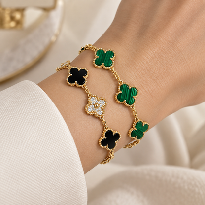 [AuraEcho]Clover 5 Motifs  Duo Bracelet Stack Set