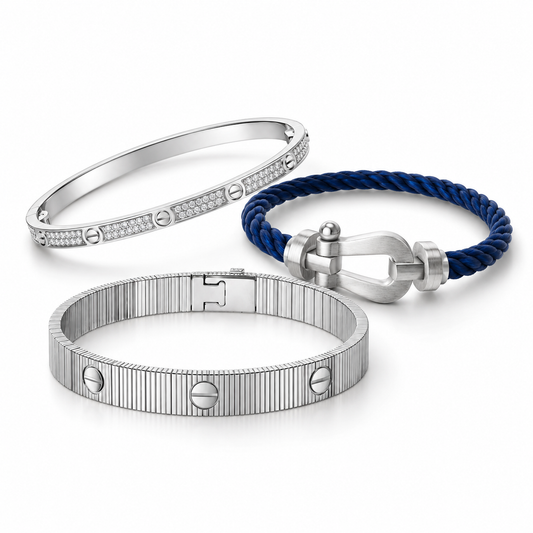 [AuraEcho]Love & Force Large Horseshoe Trio Bracelet Stack Set