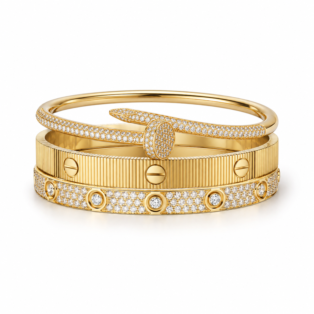 [AuraEcho]Love & Juste Statement Bracelet Trio Stack Set