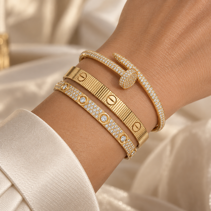 [AuraEcho]Love & Juste Statement Bracelet Trio Stack Set