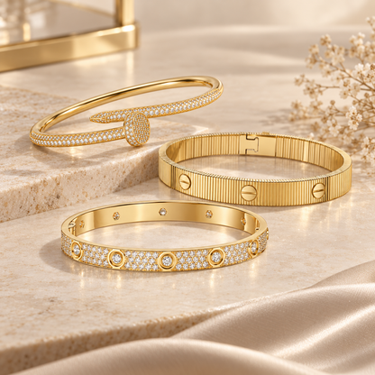 [AuraEcho]Love & Juste Statement Bracelet Trio Stack Set