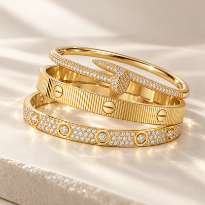 [AuraEcho]Love & Juste Statement Bracelet Trio Stack Set