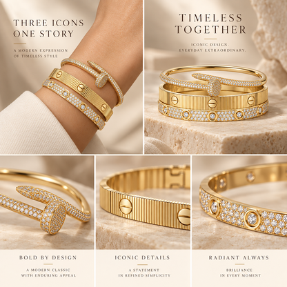 [AuraEcho]Love & Juste Statement Bracelet Trio Stack Set