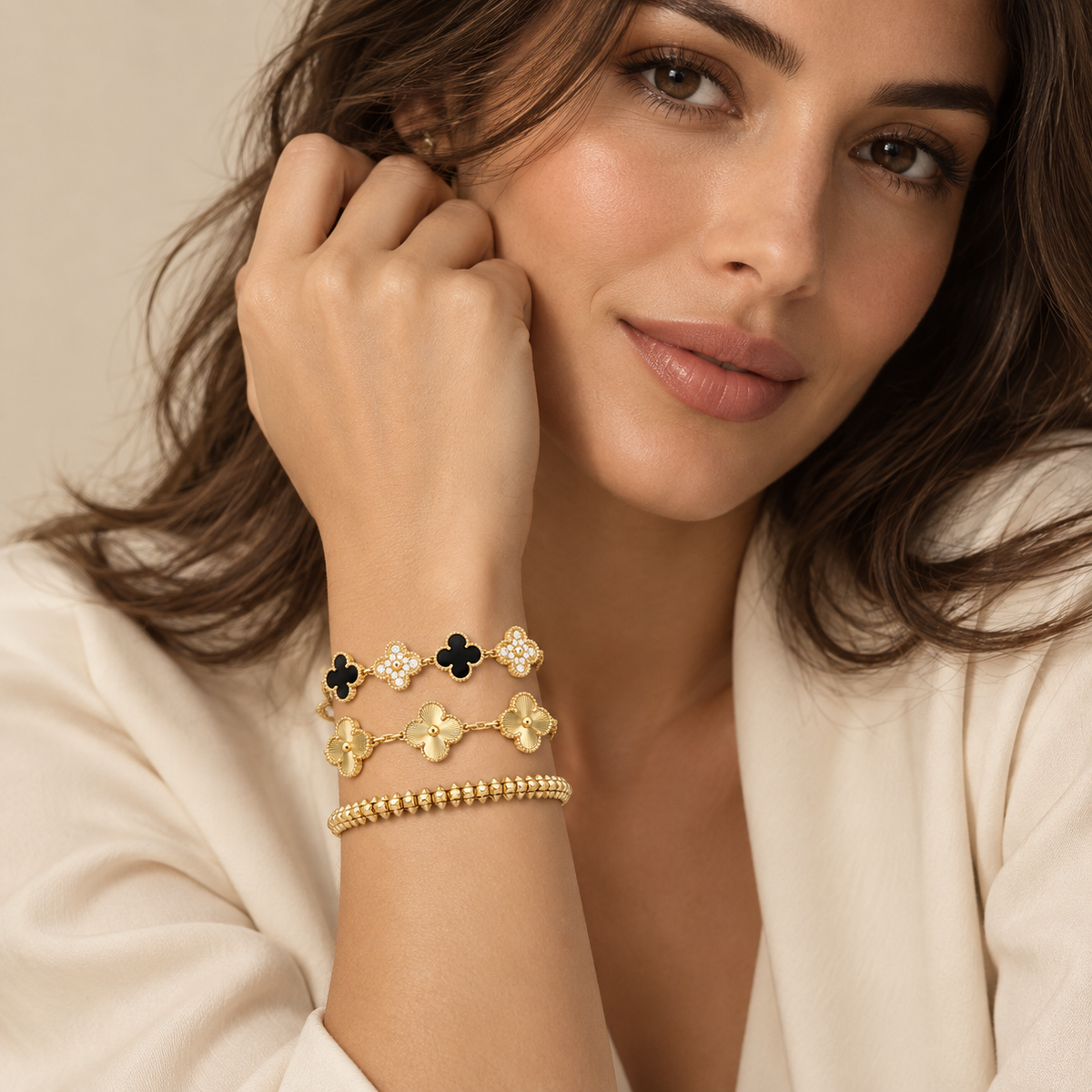 [AuraEcho]Clover & Clash Bracelet 3-Piece Stack set