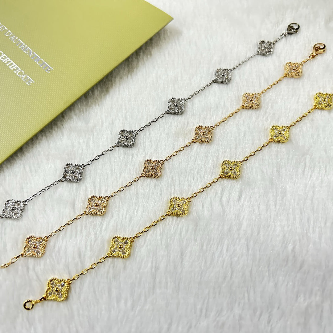 [Auraecho]CLOVER 6 MOTIF DIAMOND BRACELET