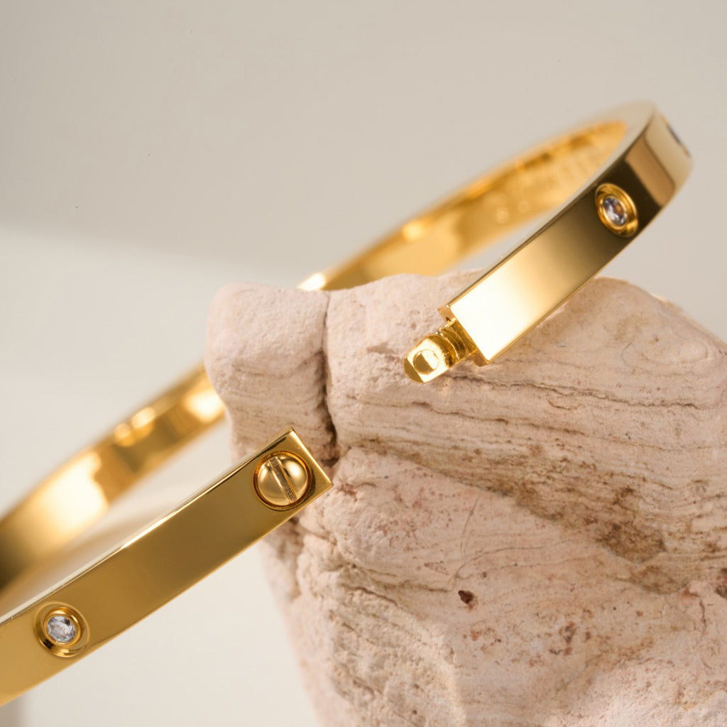 [AuraEcho] JUSTE Diamond & LOVE Diamond Bracelet Stack Set