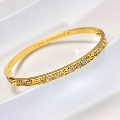 [AuraEcho]Clover & Love Diamond-Paved Radiant Line 2-Piece Bracelet Stack Set