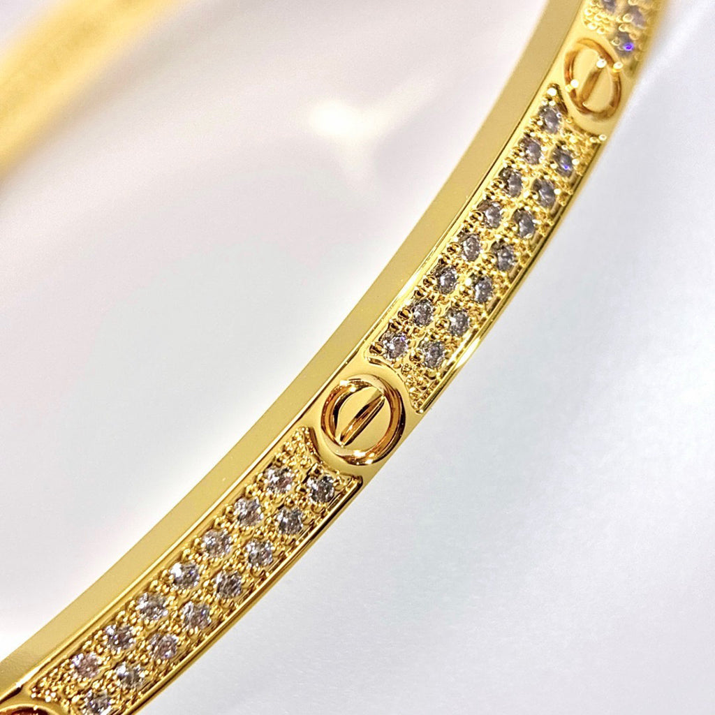 [AuraEcho]Clover & Love Diamond-Paved Radiant Line 2-Piece Bracelet Stack Set