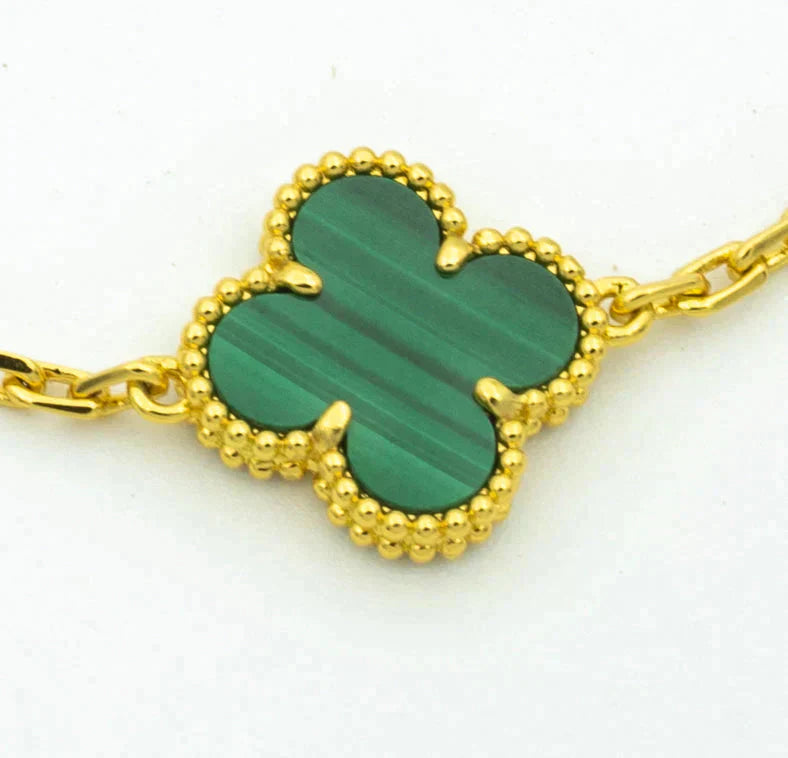 [Auraecho] CLOVER 5 MOTIF MALACHITE BRACELET COLLECTION