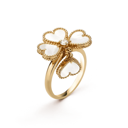 [AuraEcho Jewelry]SWEET CLOVER WHITE MOP RING