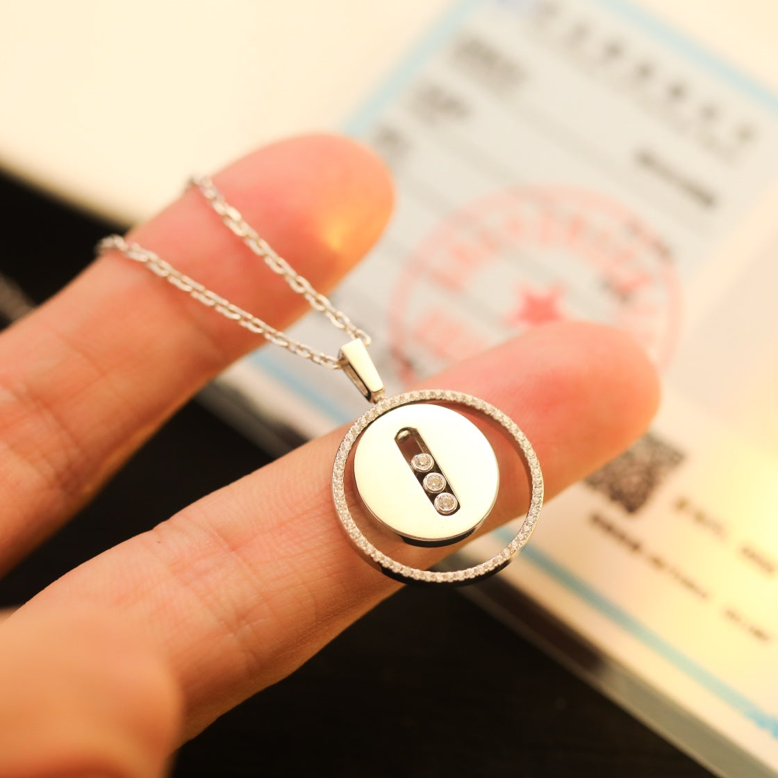 [AuraEcho]LUCKY MOVE MM SILVER DIAMOND NECKLACE