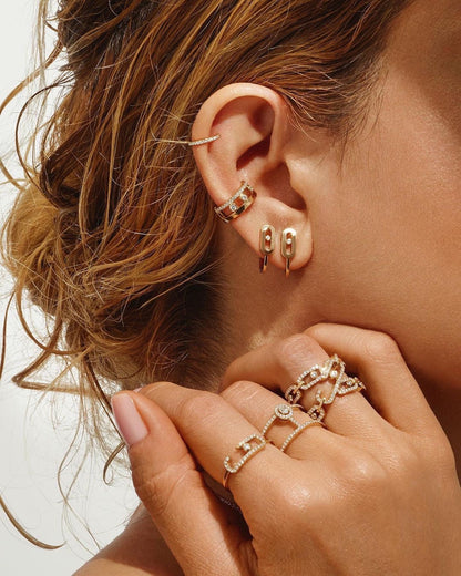 [AuraEcho]CREOLES MOVE UNO MINI 1 DIAMOND EARRINGS