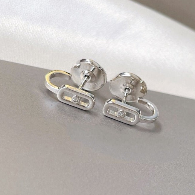 [AuraEcho]CREOLES MOVE UNO MINI 1 DIAMOND EARRINGS