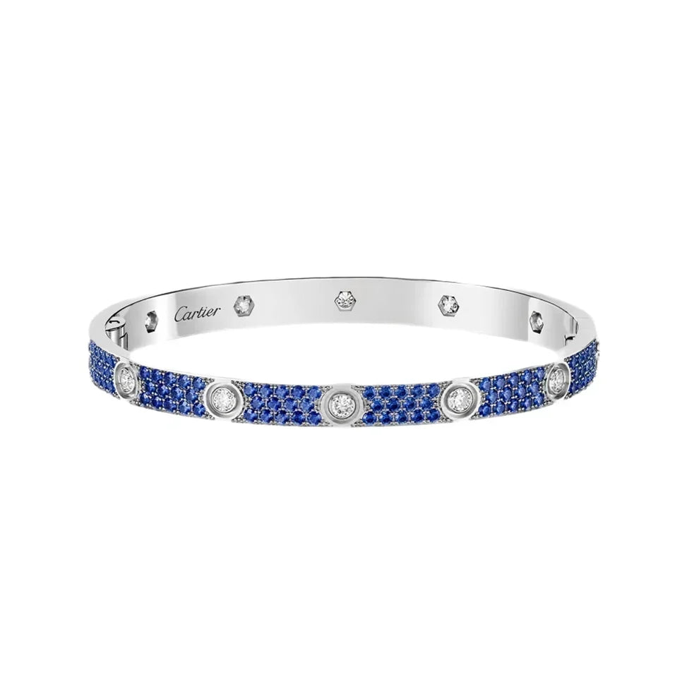 [AuraEcho]Pave Gemstone Love &Force Large Horseshoe Diamond Duo Bracelet Stack Set