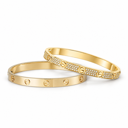 [AuraEcho] LOVE  Classic & Diamond-Paved Bracelet Stack Set