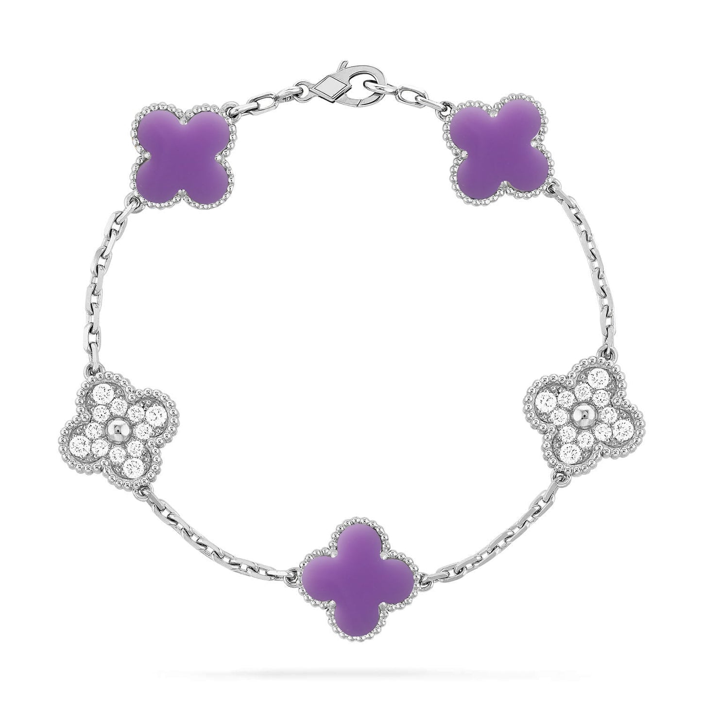 [Auraecho]CLOVER 5 MOTIF LIGHT PURPLE BRACELET COLLECTION