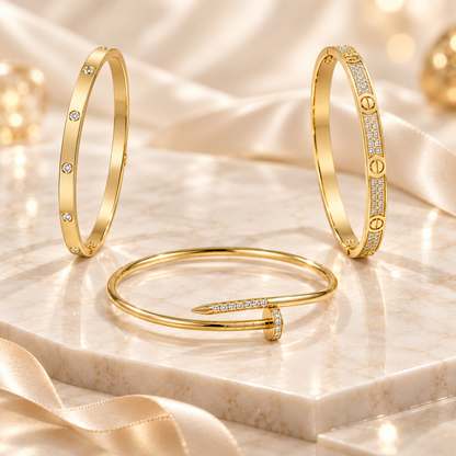 [AuraEcho] JUSTE Diamond & LOVE Diamond Bracelet Stack Set