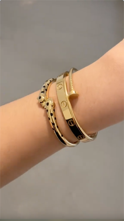 [AuraEcho] Panthère & LOVE  & JUSTE  Diamond Bracelet Stack Set
