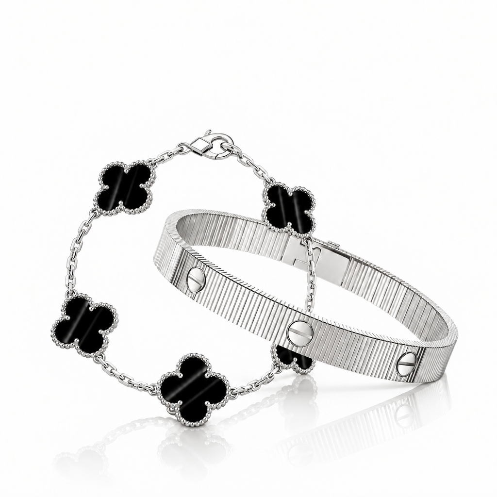 [AuraEcho] Clover 5-Motif & LOVE Unlimited Bracelet Set