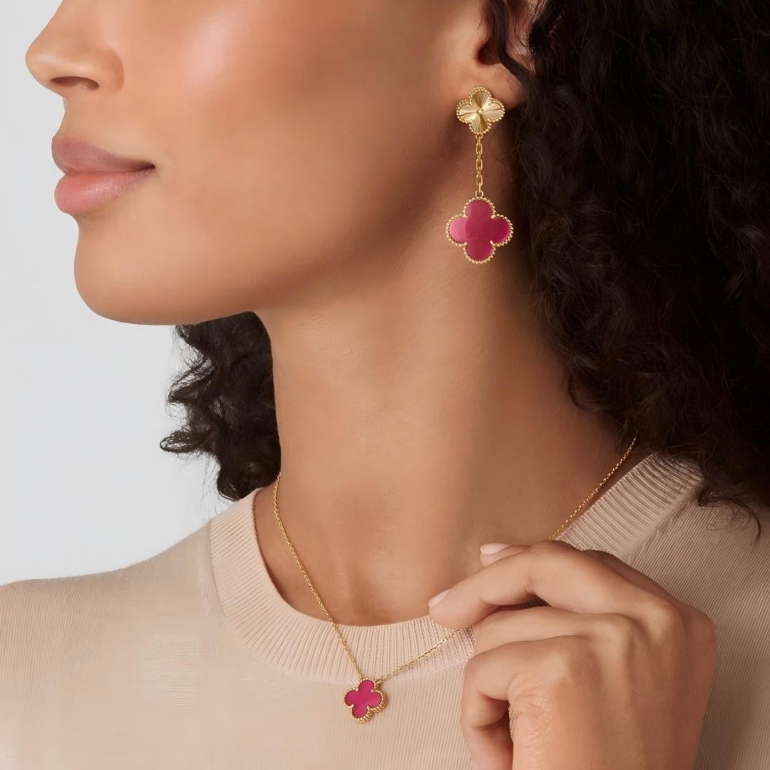 [AuraEcho] NEW CLOVER 15MM PINK ENAMEL NECKLACE