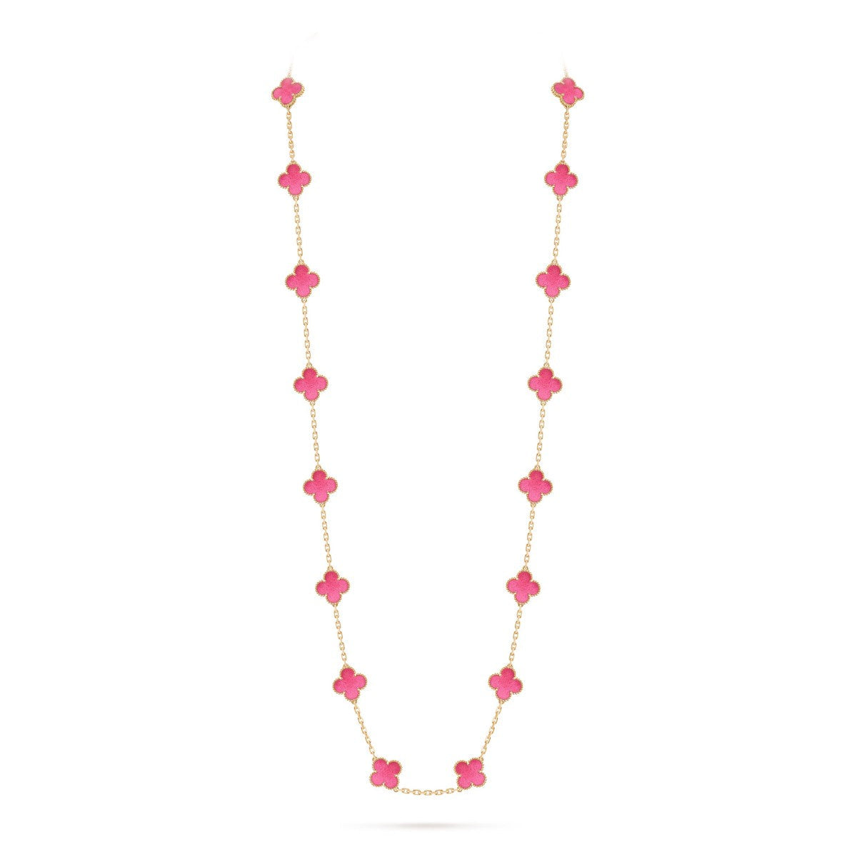 [AuraEcho] NEW CLOVER 20 MOTIFS PINK ENAMEL NECKLACE