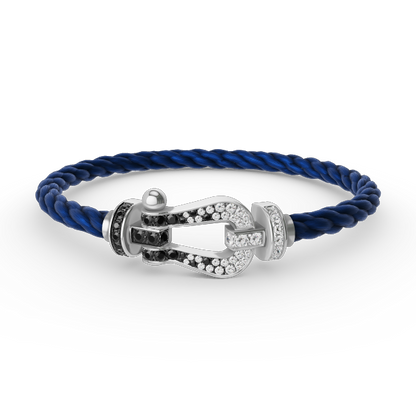 [AuraEcho]Pave Gemstone Love &Force Large Horseshoe Diamond Duo Bracelet Stack Set