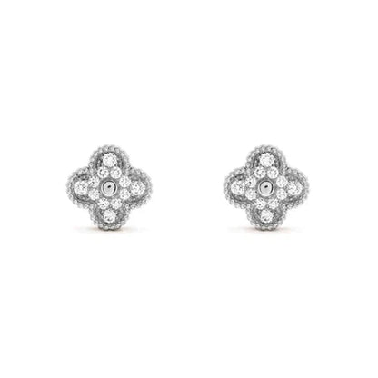 [AuraEcho Jewelry]CLOVER 1 MOTIFS DIAMOND STUD EARRINGS SILVER