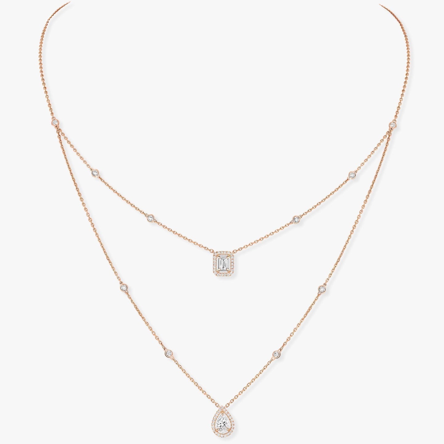 [AuraEcho]MY TWIN 2 ROW DIAMOND NECKLACE