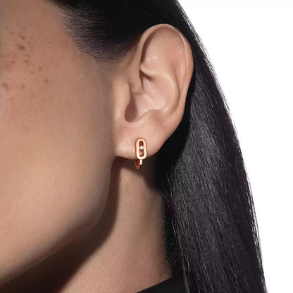 [AuraEcho]Diamond Mini Hoop Earrings Move Classique