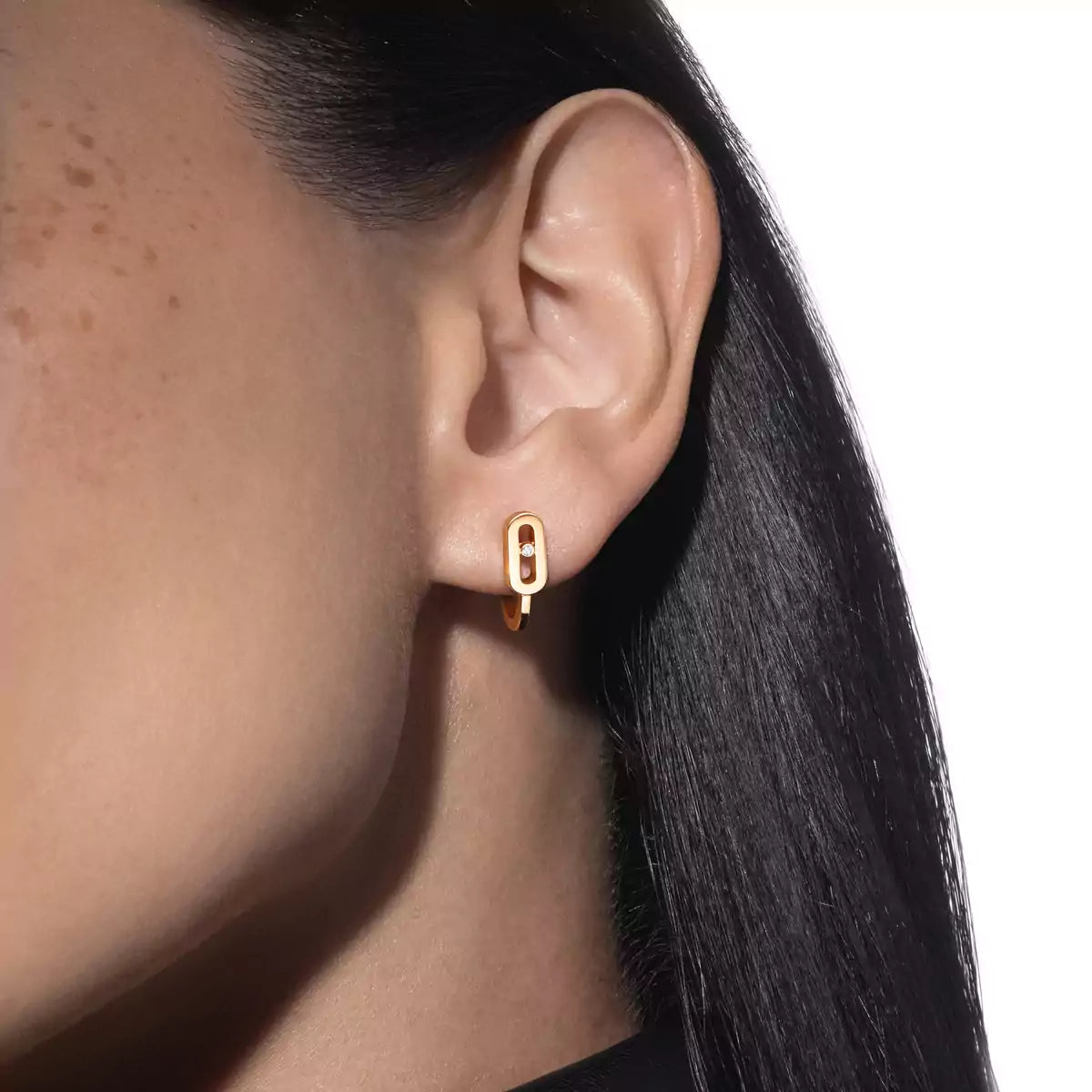 [AuraEcho]Diamond Mini Hoop Earrings Move Classique